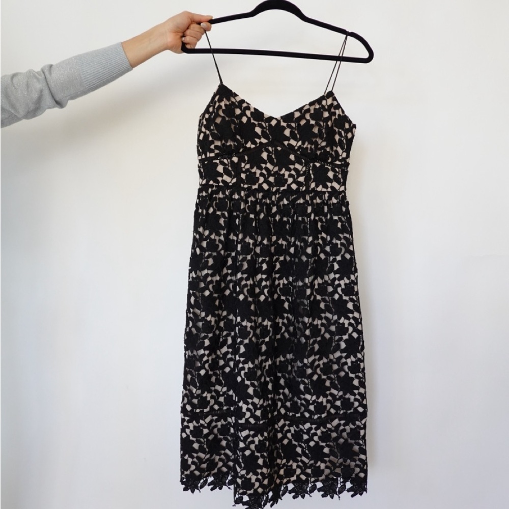 Elegant Black and Cream Lace Dress